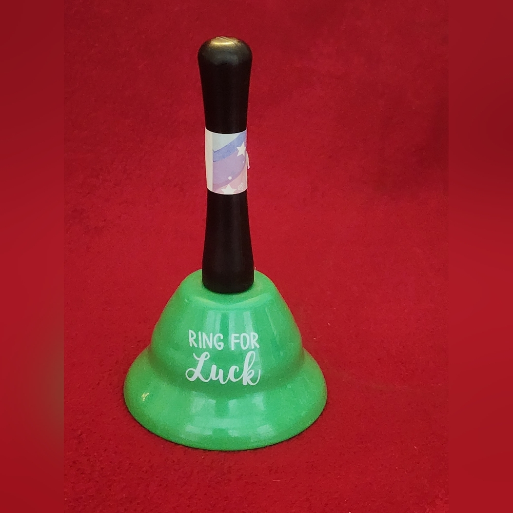 New 5.1" Sentiment Hand Held Service Bell 2.875 Inch Diameter - Ring for Luck